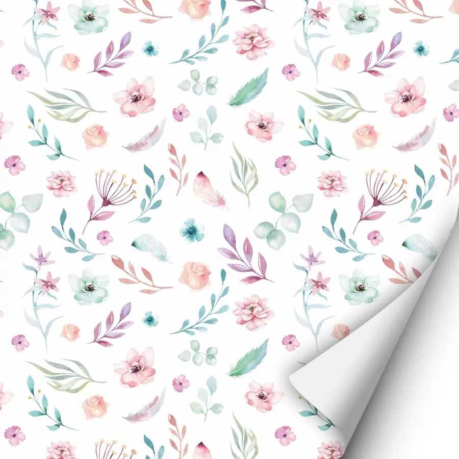 Nikima Klebefolie KF-11 selbstklebende Folie – Blumen pastell Klebefolie bunt