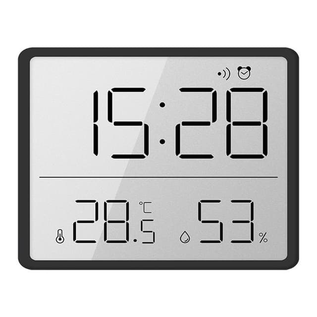 Digitalt vækkeur LCD-ur med kalender temperatur og luftfugtighed