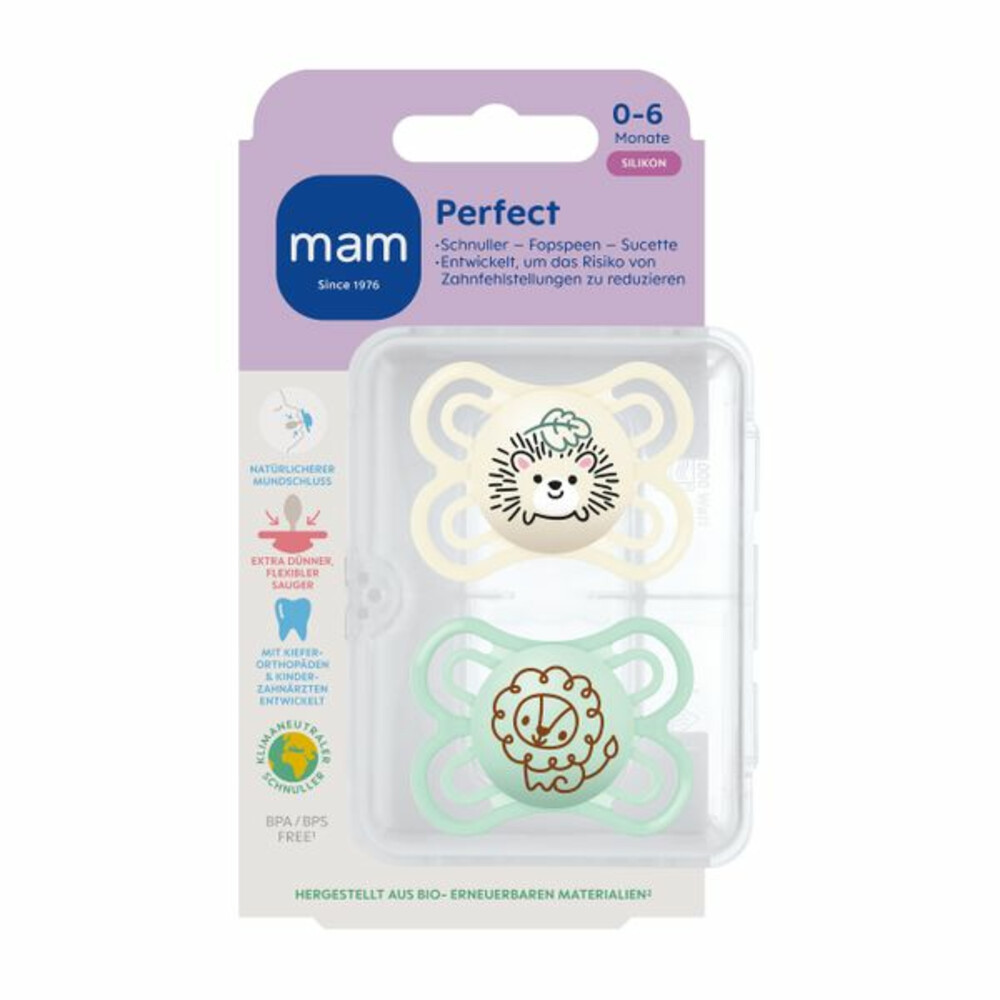 MAM Fopspeen Perfect Silikon 0-6 mnd Universeel2 stuks
