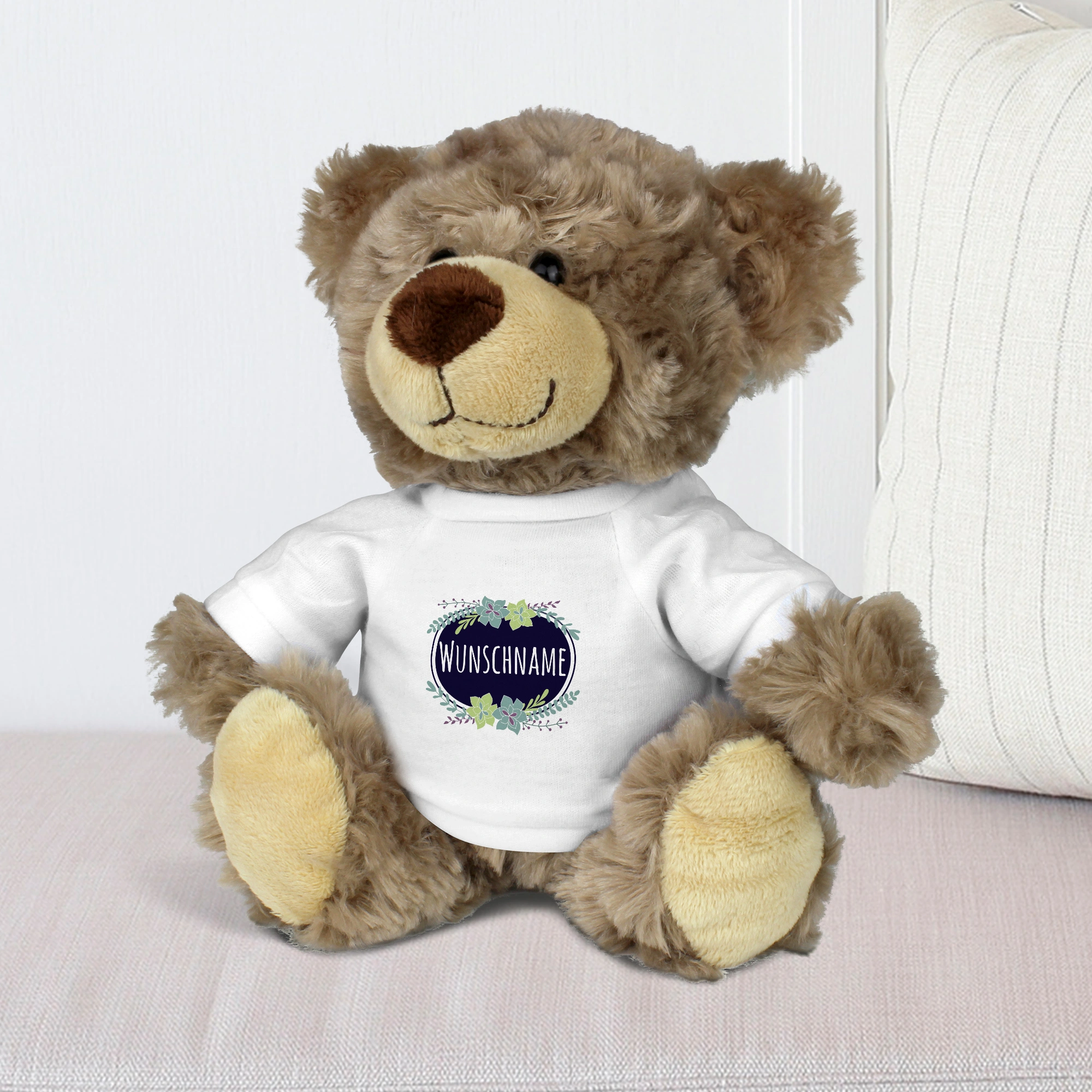 Teddy mit Namen (Motiv: Blumen)
