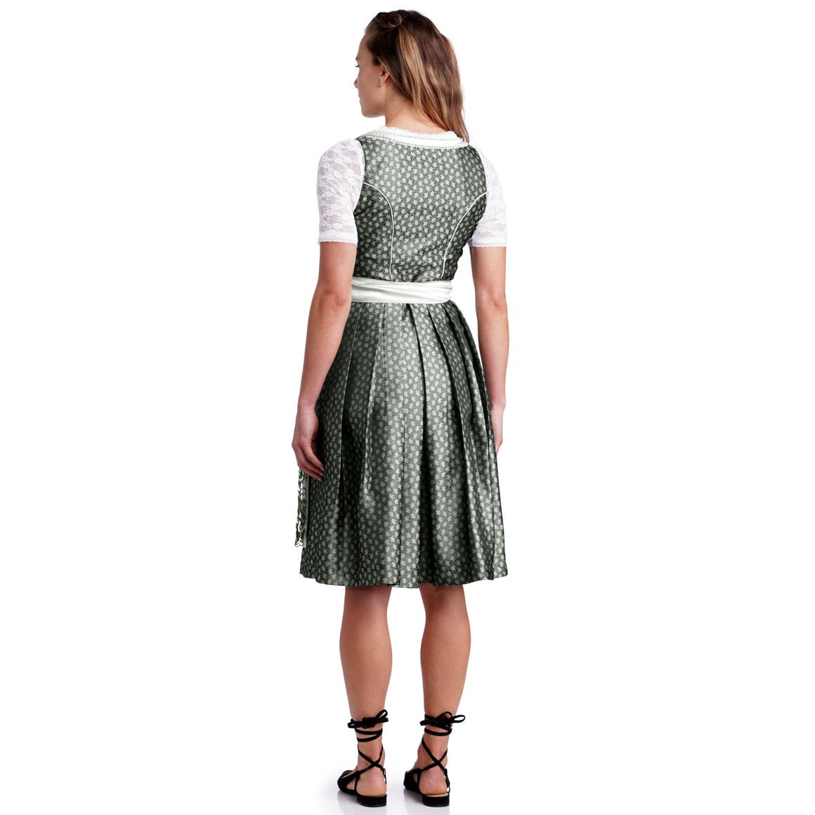 Gina Benotti Damen Dirndl mit Spitzen-Details dunkelgrün / hellgrau