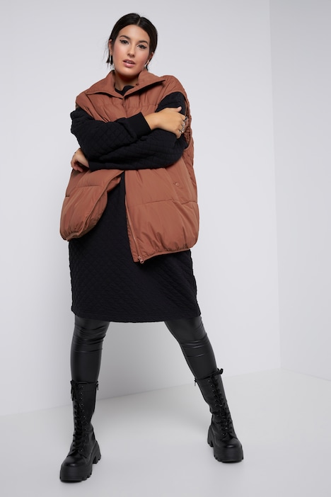 Steppweste, oversized, Stehkragen, Zipper