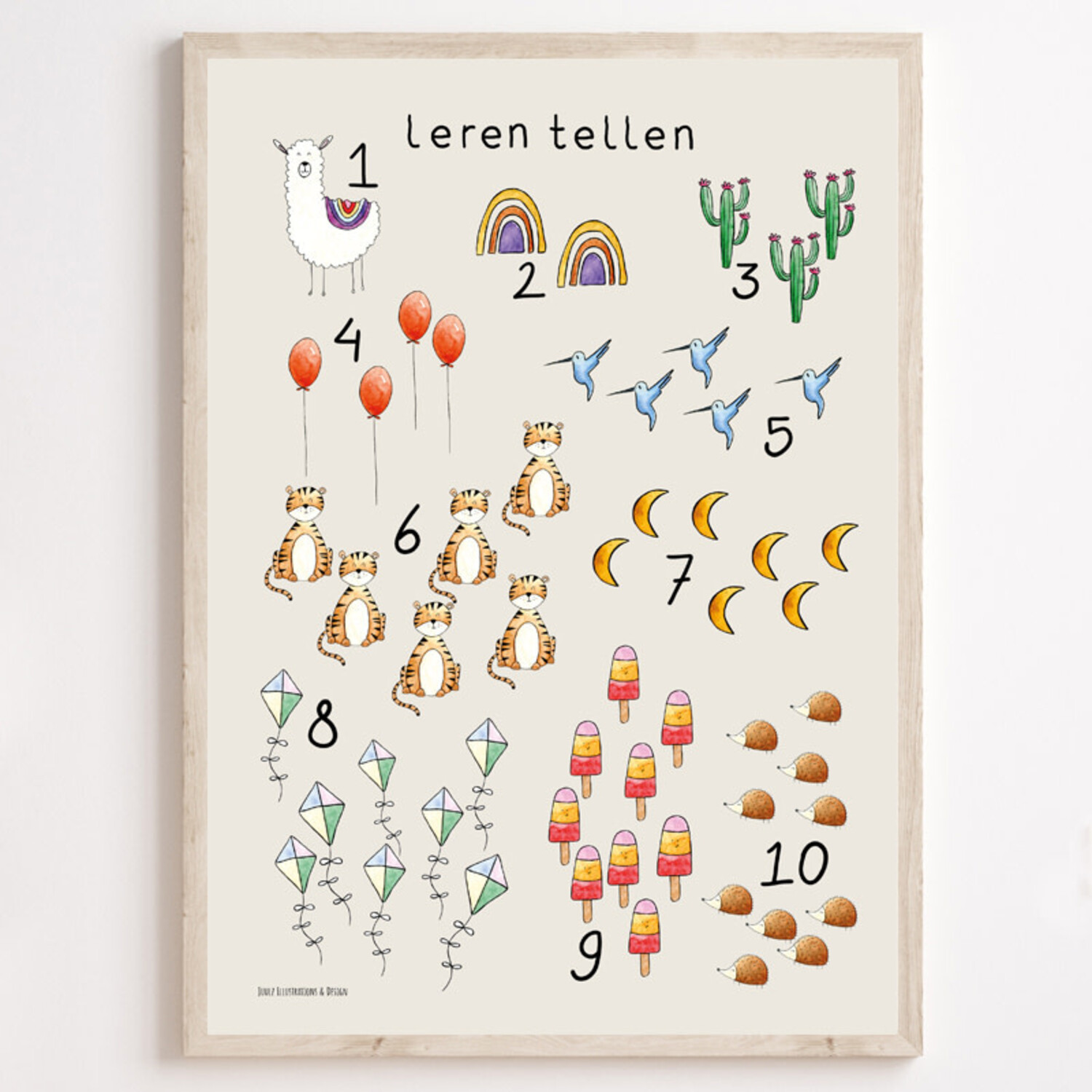 Juulz : Leren tellen poster nieuw 21 x 30 cm