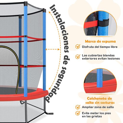 Cama elástica Costway de 165 cm com rede de segurança
