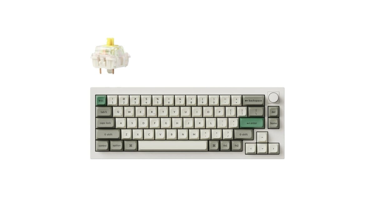 KeychronQ2 Max-P4, toetsenbord  (Wit, US lay-out, Gateron Jupiter Banana, RGB leds, 65%, KSA double-shot PBT, hot swap, Knob, 2.4GHz | Bluetooth 5.1 | USB-C)