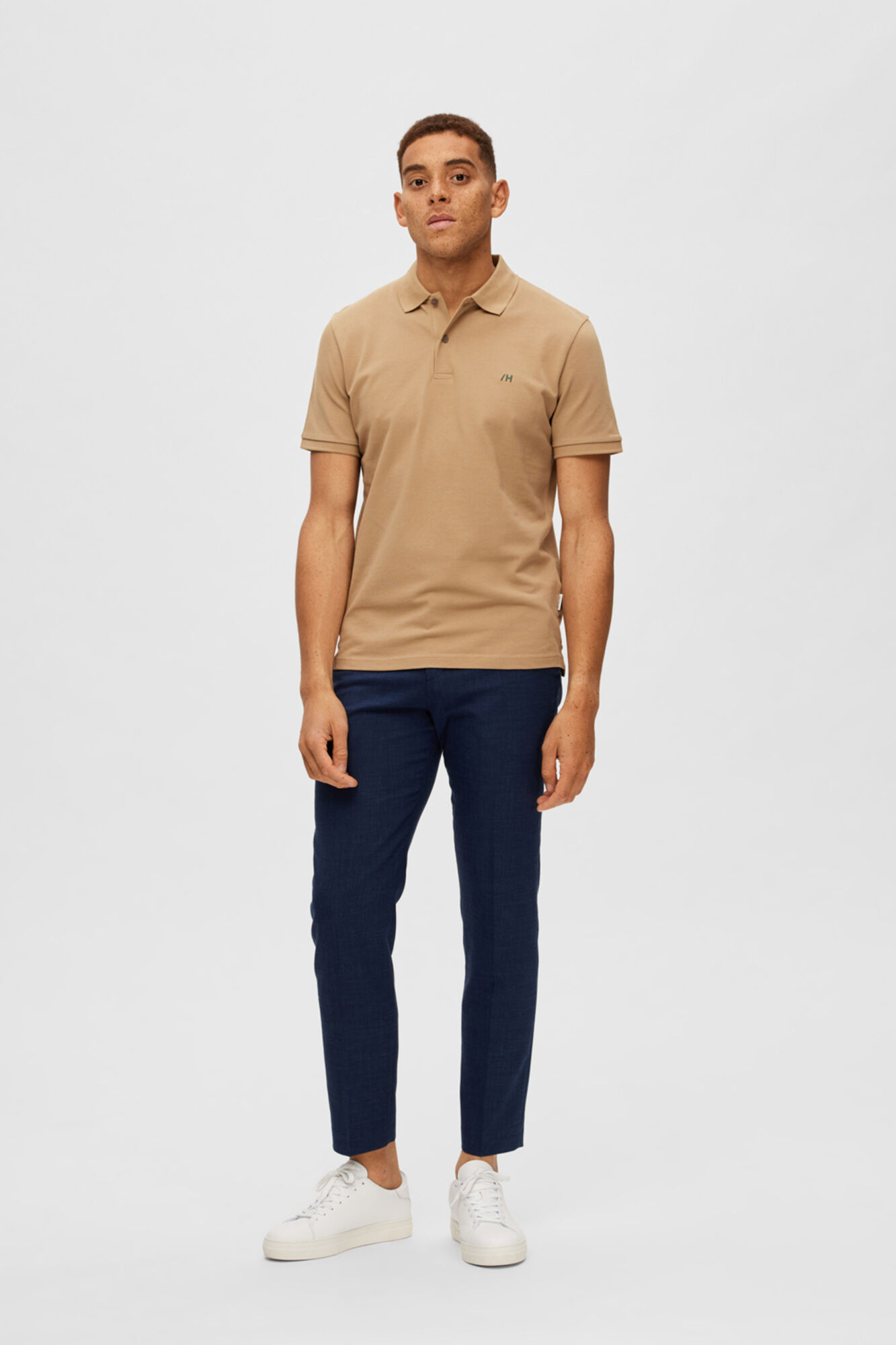 Camisa polo de manga curta com logotipo bordado, 100% algodão orgânico - Verde