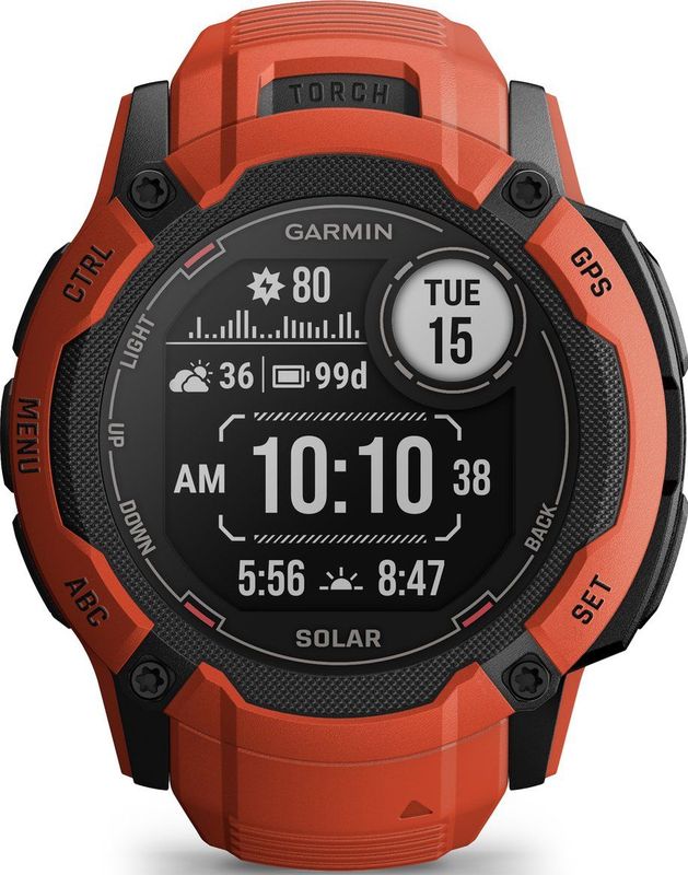 Garmin - Instinct 2X Solar - Smartwatch - Flame Red - Zonne-energie