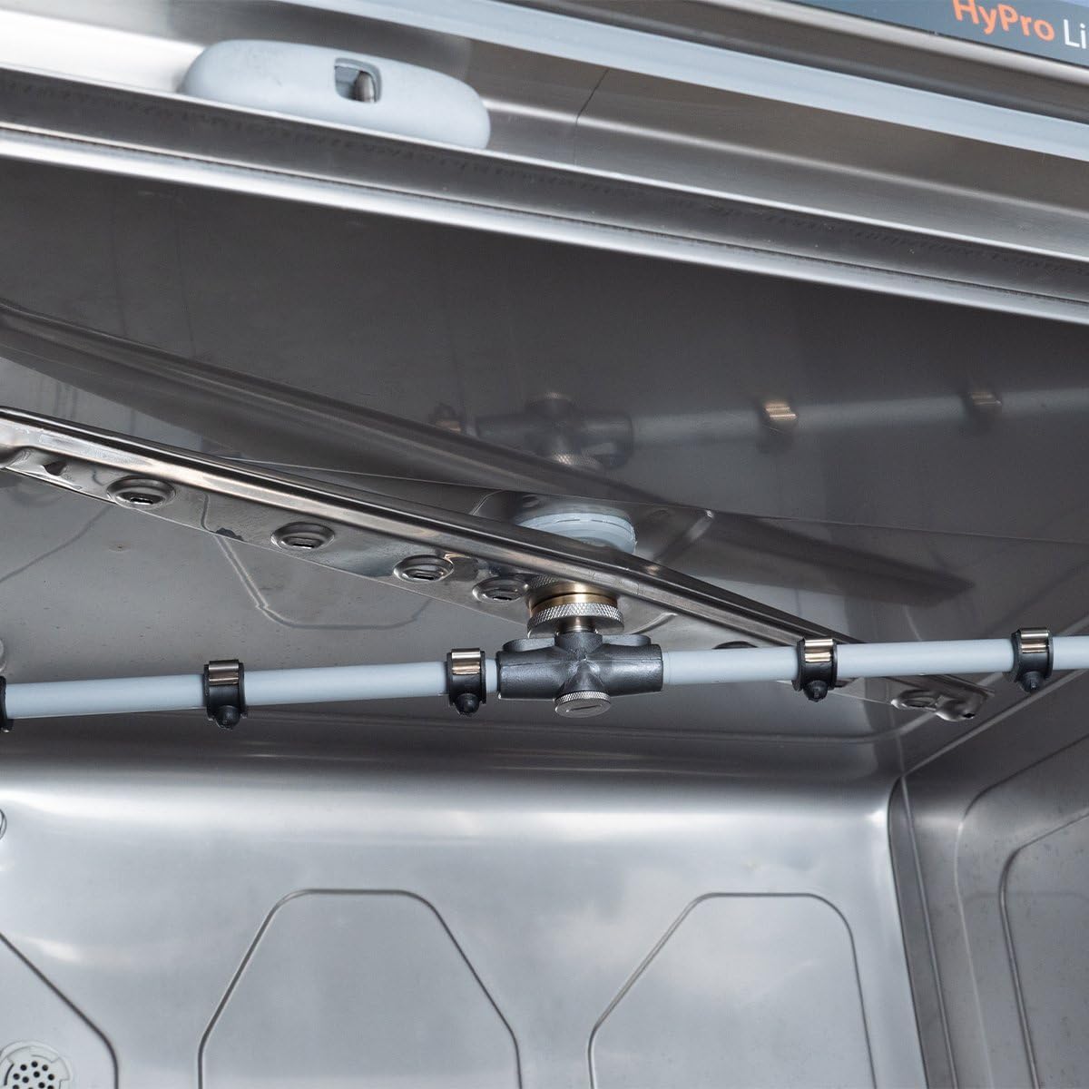 Geschirrspülmaschine HYPRO-GSM54SLE | Korb 50×50 cm | Gastro Geschirrspüler | Reiniger- & Klarspüldosierer | Ablauf- & Drucksteigerungspumpe | Enthärter | 400 V | Edelstahl | Made in Europe