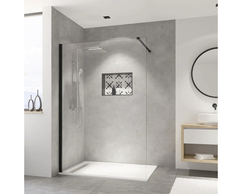 Inloopdouchewand Breuer Panorama 90 cm helder glas, profielkleur zwart