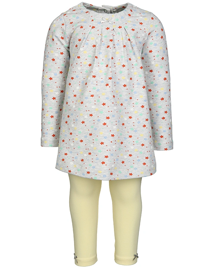 Langarm-Tunika LITTLE STARS mit Leggings in grau melange