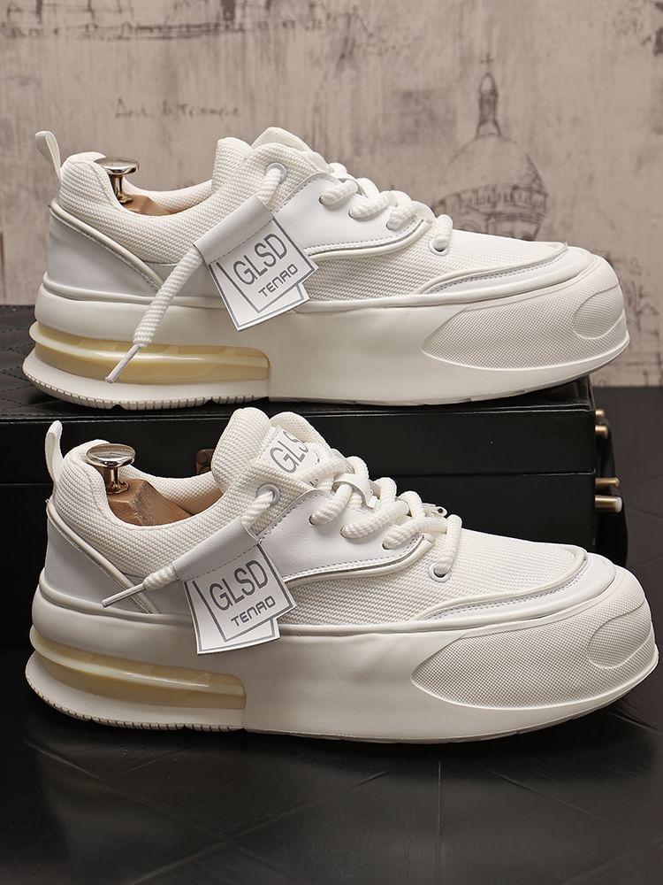 Mr Ozera - Platform Plain Lace Up Sneakers