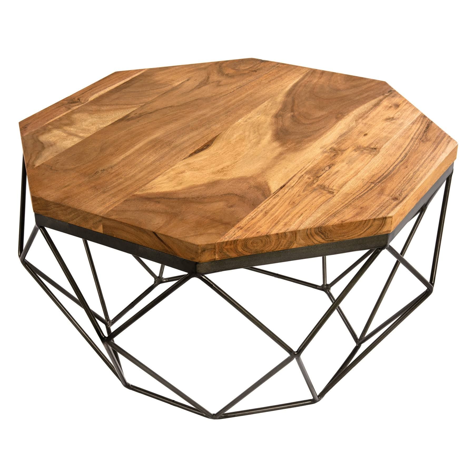 riess-ambiente Couchtisch DIAMOND 70cm natur/messing – Mango-Massivholz