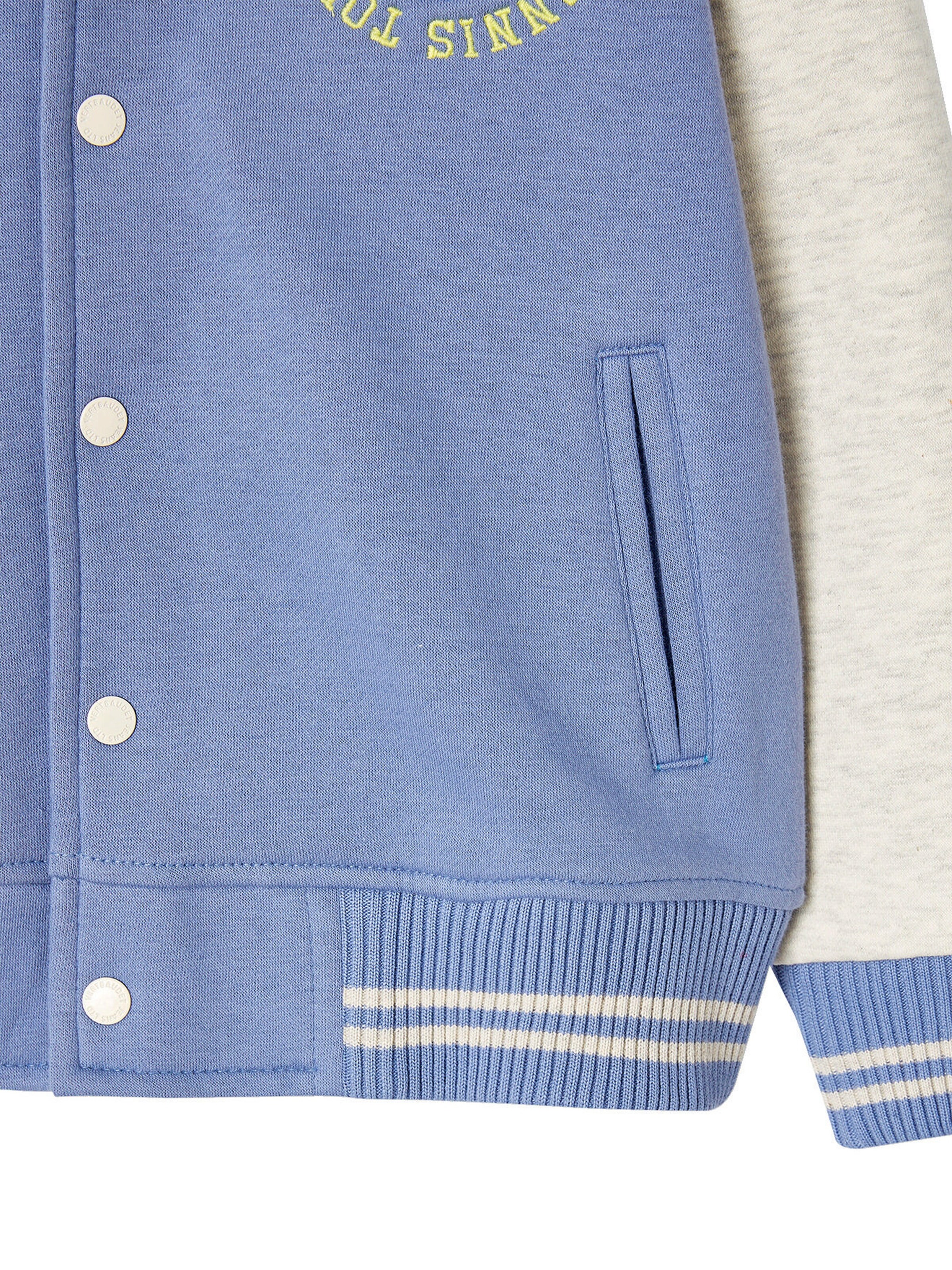 Vertbaudet Jungen Kapuzensweatjacke im College-Style mit Recycling-Polyester blau