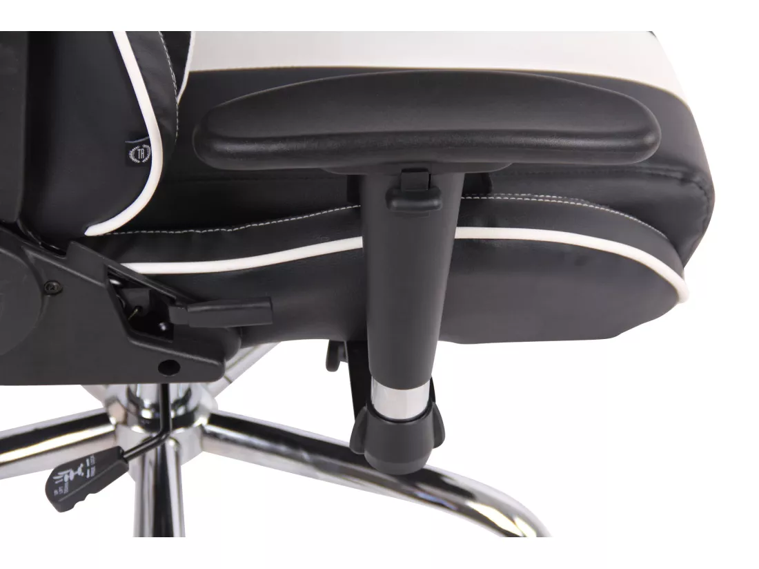 Chaise de bureau - Similicuir & Métal chromé - Noir / Blanc - Limit XM