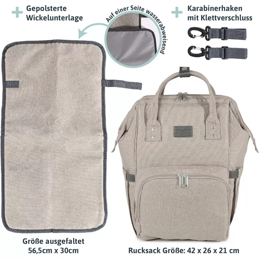ProGression Wickelrucksack inkl. Wickelunterlage Grau