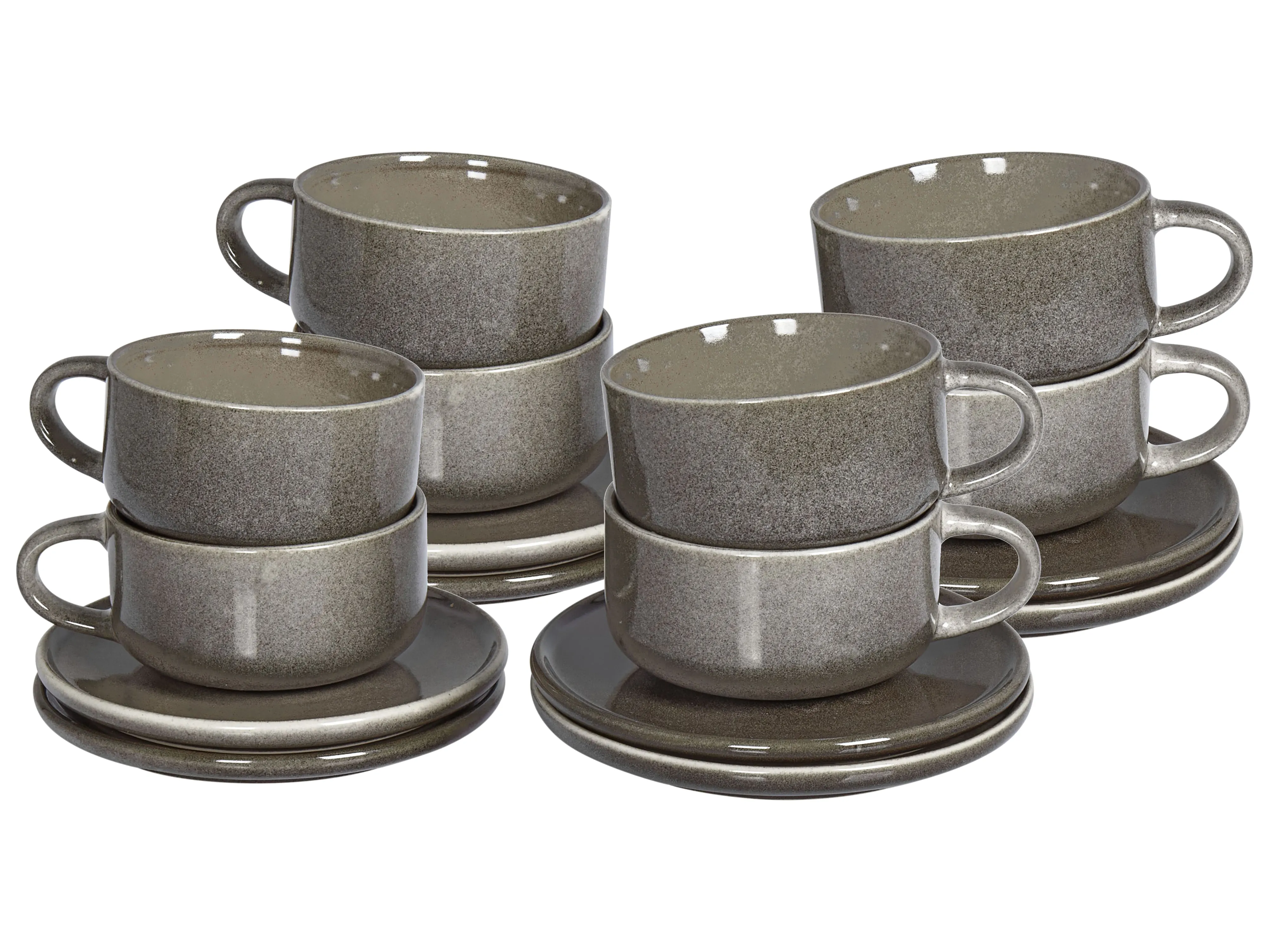 Set van 8 kopjes met schotels COSTMARY Steengoed Grijs