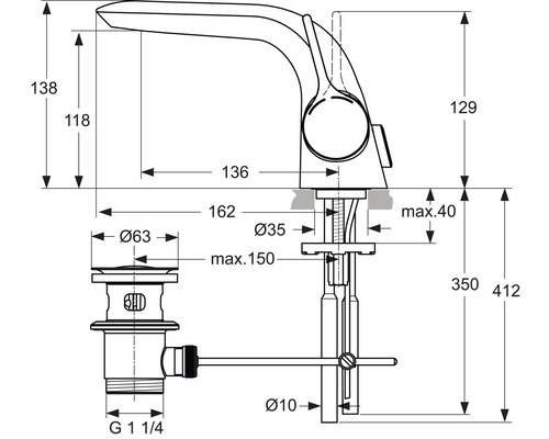 Ideal Standard wastafelkraan MELANGE chroom A4258AA