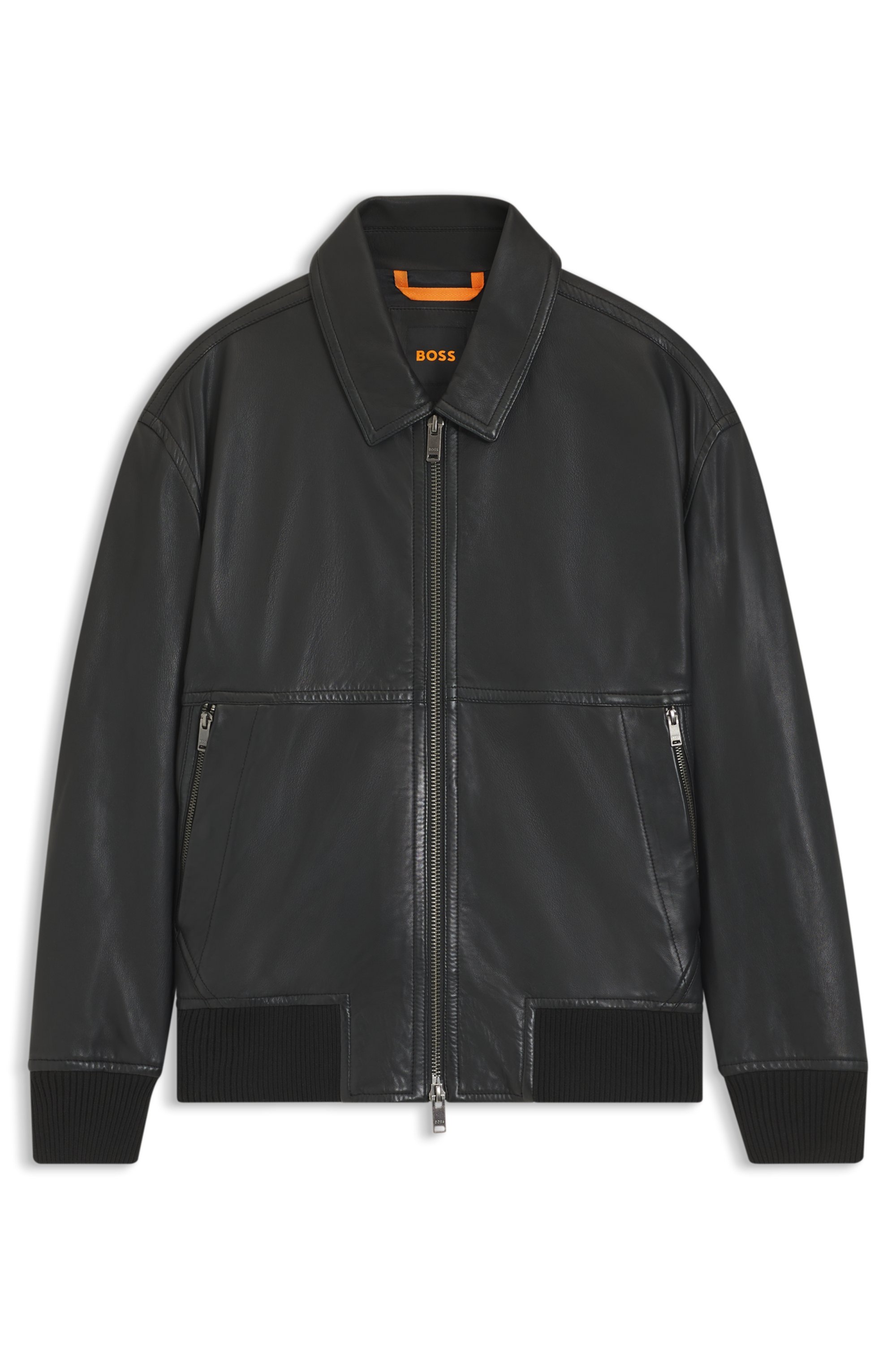 BOSS ORANGE Lederjacke »Joberg« mit Reissverschlusstaschen