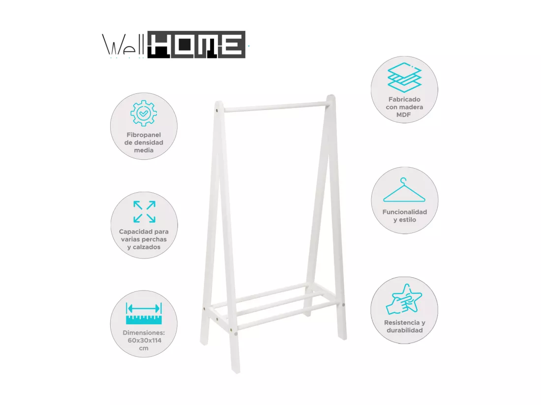 WELL HOME - Porte-manteau enfant en bois blanc