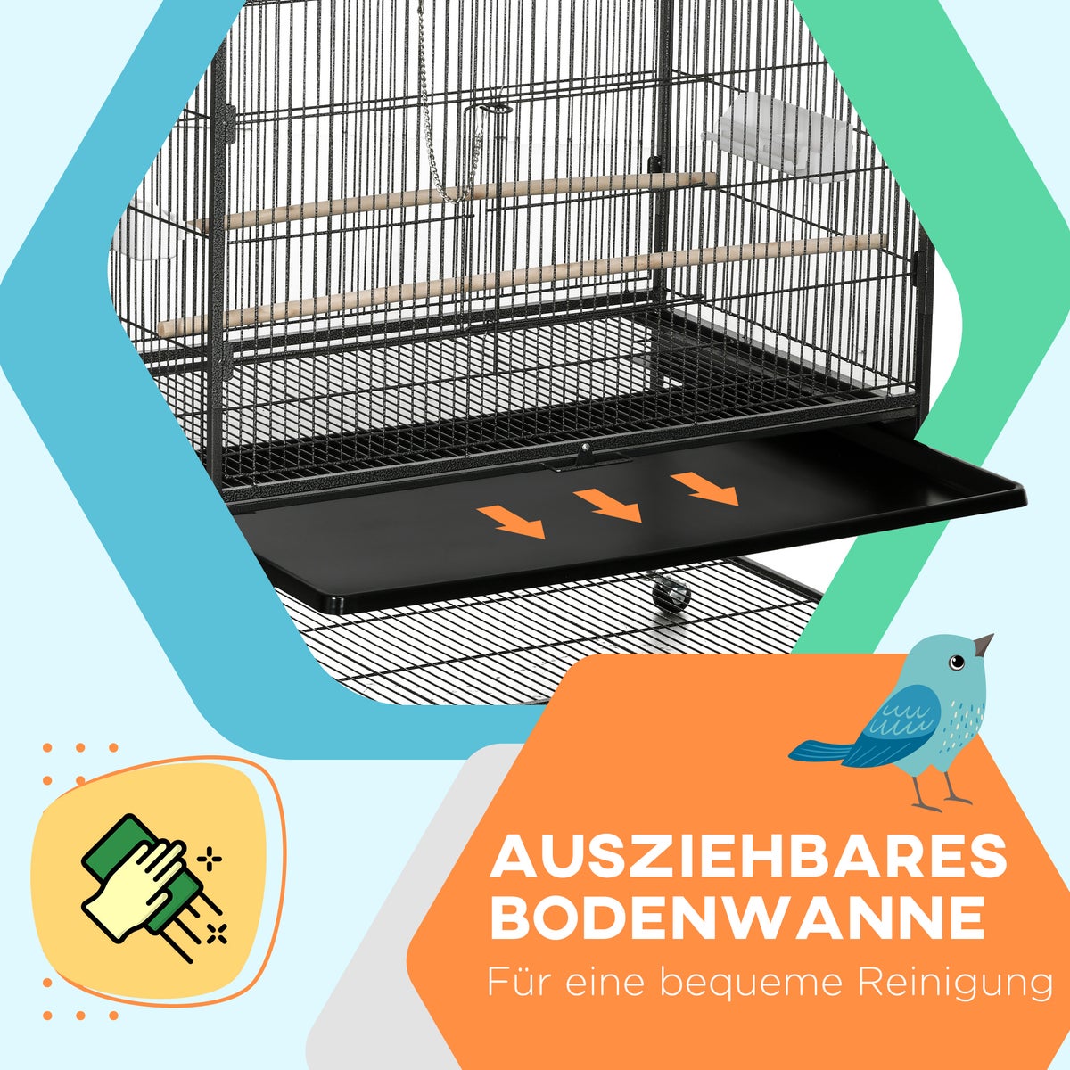PawHut Vogelkooi 94 x 57 x 153 cm Staalgrijs