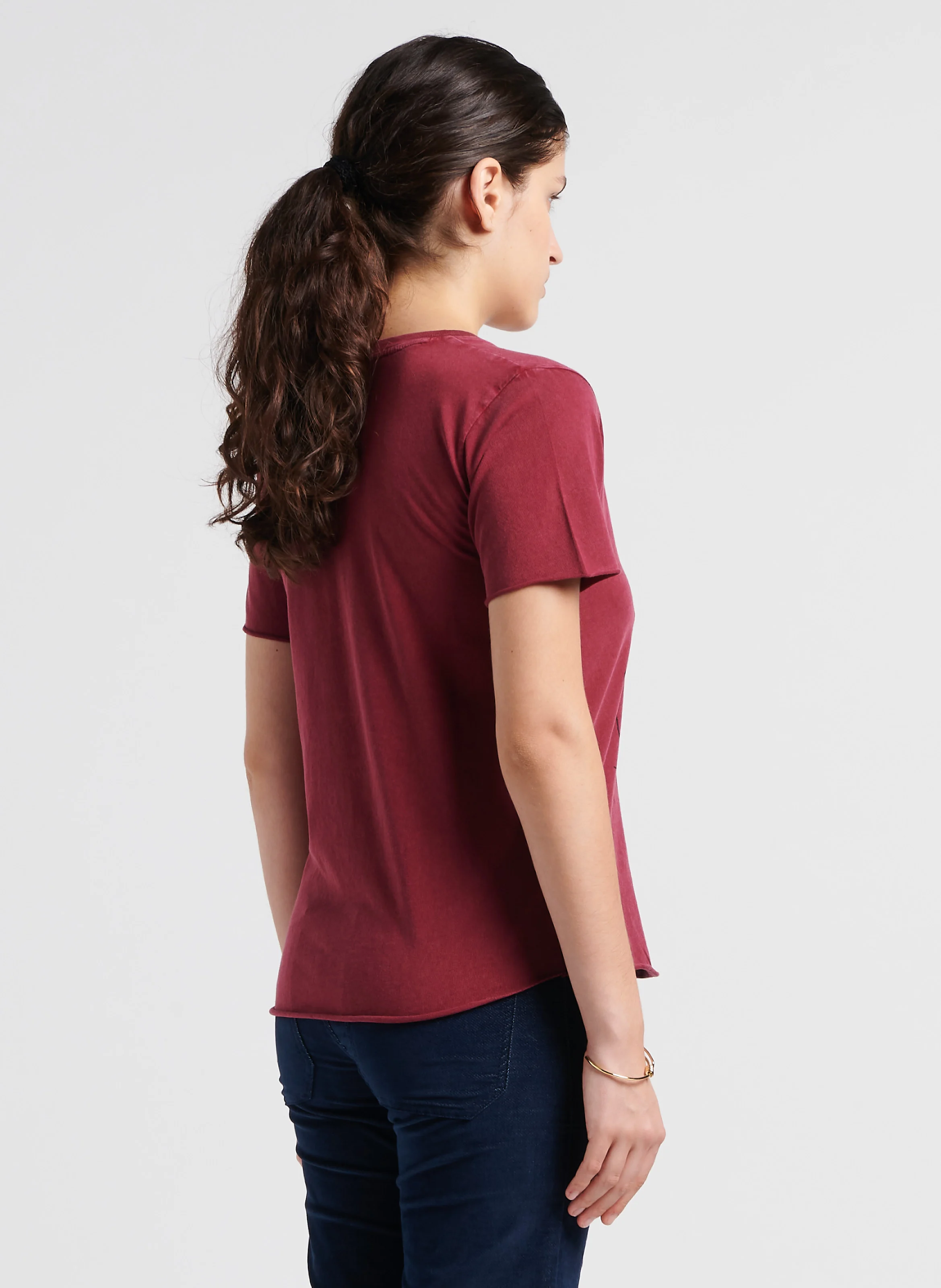 TIZIA - Tee-shirt droit col rond sérigraphié en coton bio | Rouge