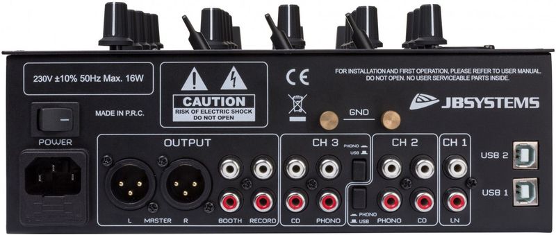 JB Systems - BATTLE4-usb - DJ Mixer - Vier Kanalen - Dubbele USB-audio