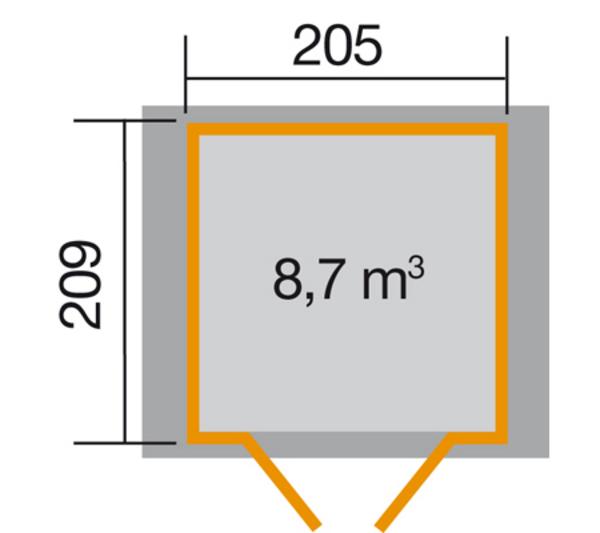 Weka Gartenhaus 224 Gr. 1, ca. B260/H238/T233