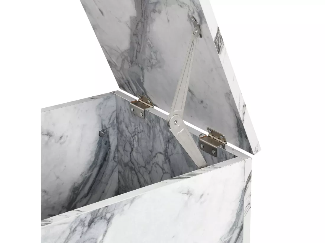 Lot de 2 table basse avec rangement, aspect en marbre en MDF, table d'appoint de canapé et balcon, Blanc, 100x70x33.5cm