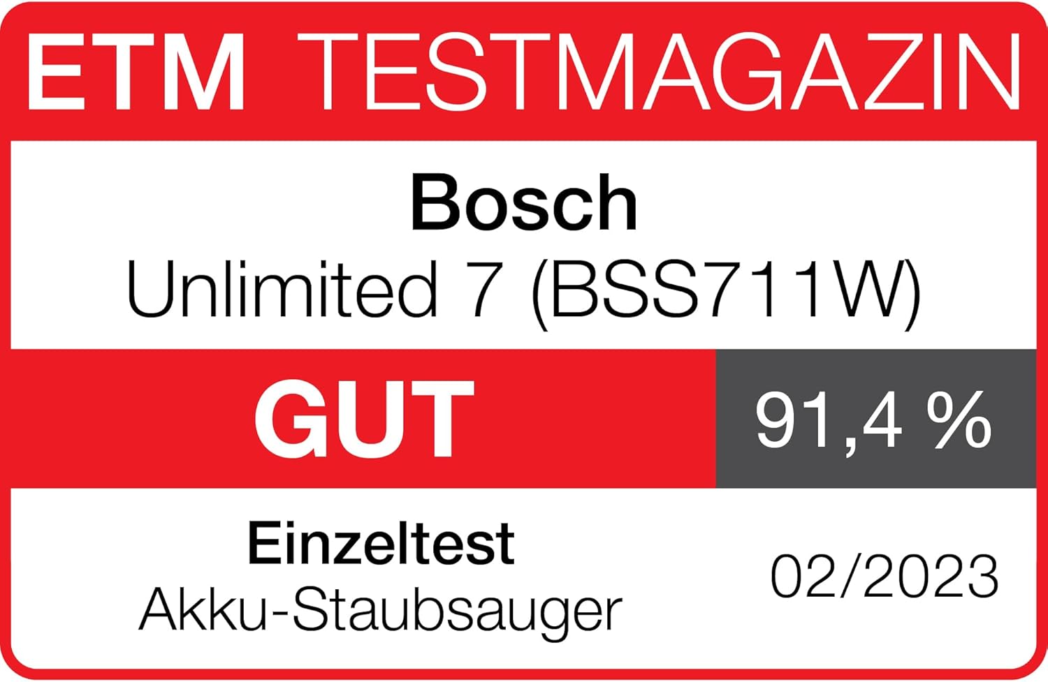 Bosch Akku-Staubsauger Unlimited 7 BSS711W, kabelloser Handstaubsauger, beutellos, Wechselakku, Knickrohr, Hygiene-Filter, 10 Jahre Motorgarantie, XXL-Polsterdüse, LED-Beleuchtung, Turbostufe, weiß