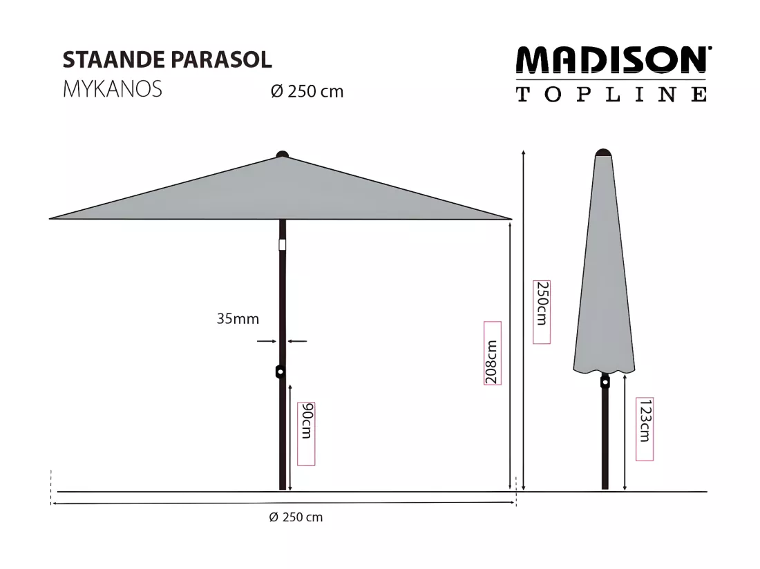 Parasol Mykanos 250 cm vert