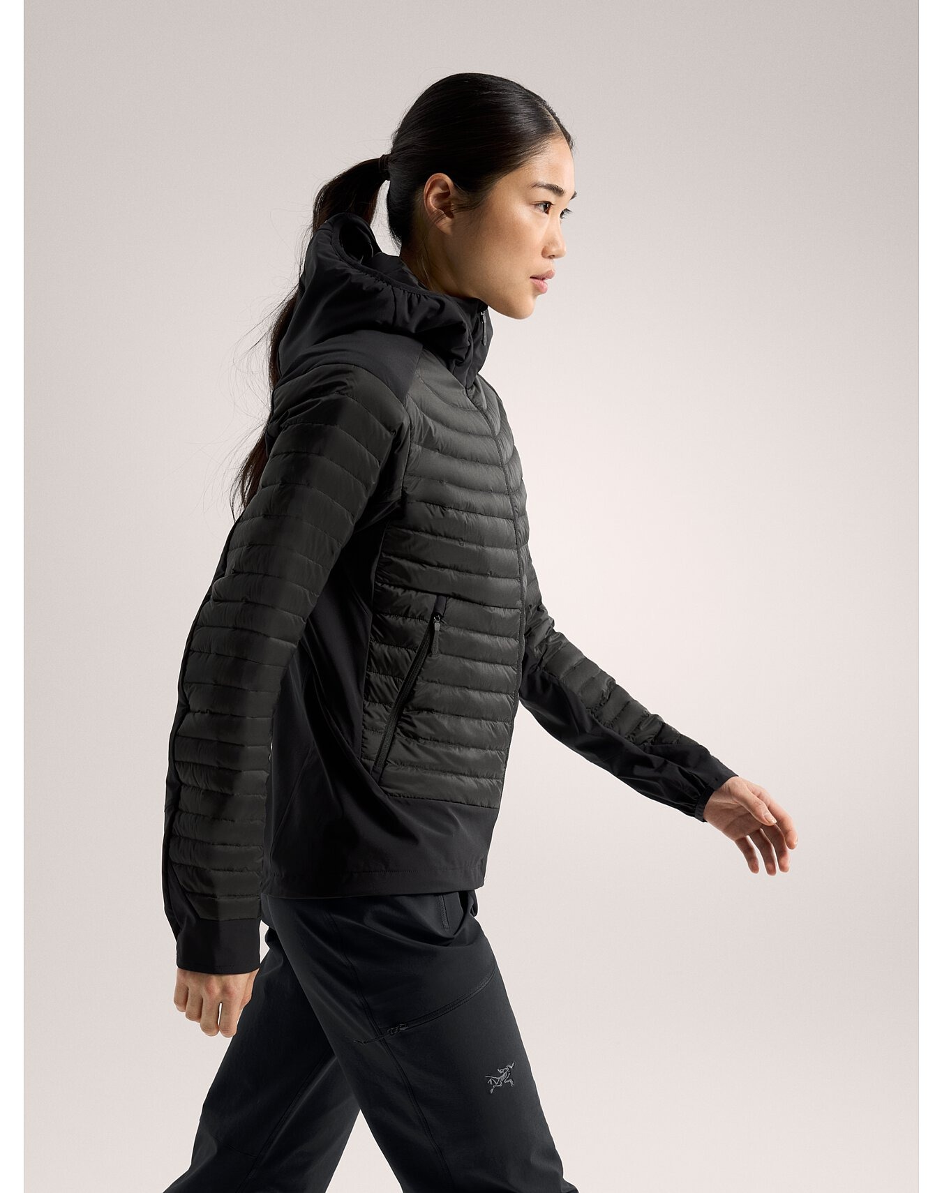 Cerium Hybrid Hoody Dame Black