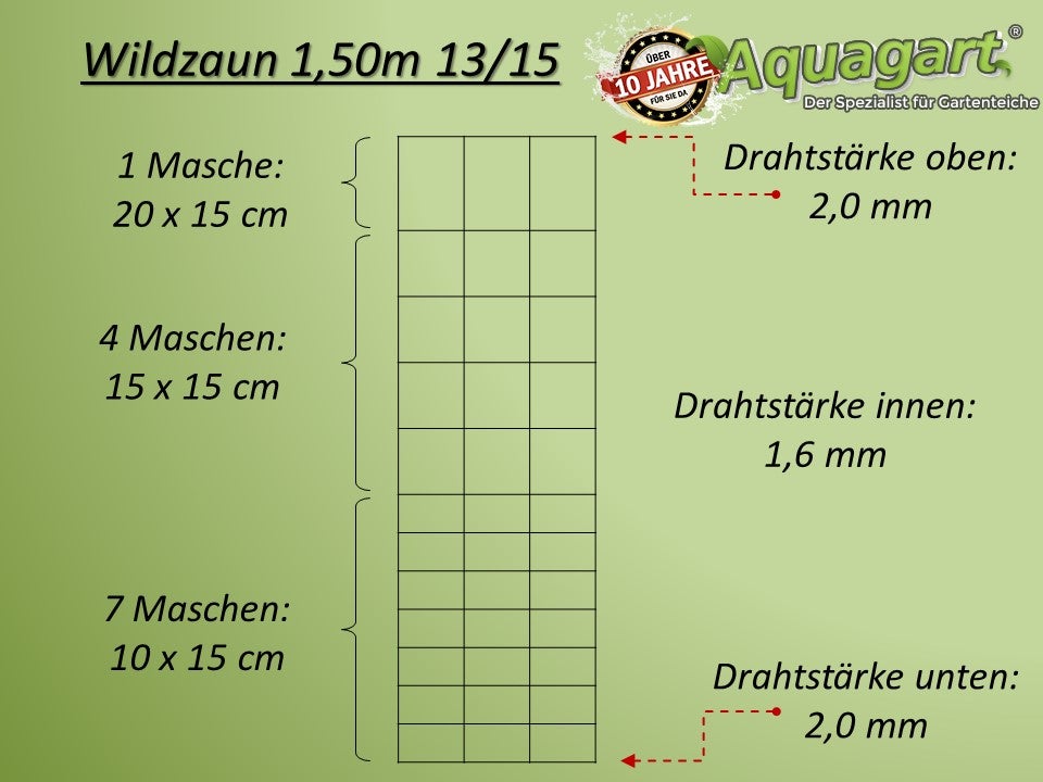 100m wildhek boshek 150/13/15+ Z-profiel hekpalen