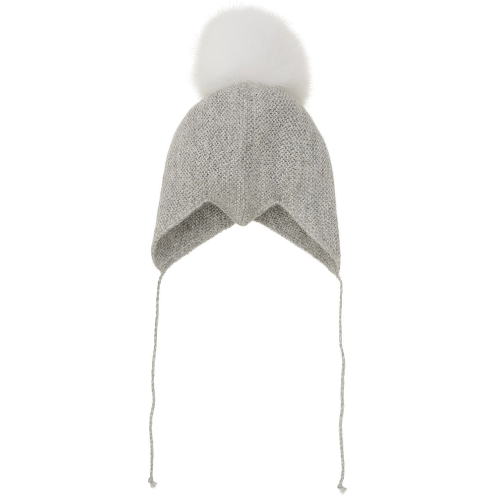 Køb Huttelihut Medium Grey Melange Bonnet Uld Strik Alpaca Pompom