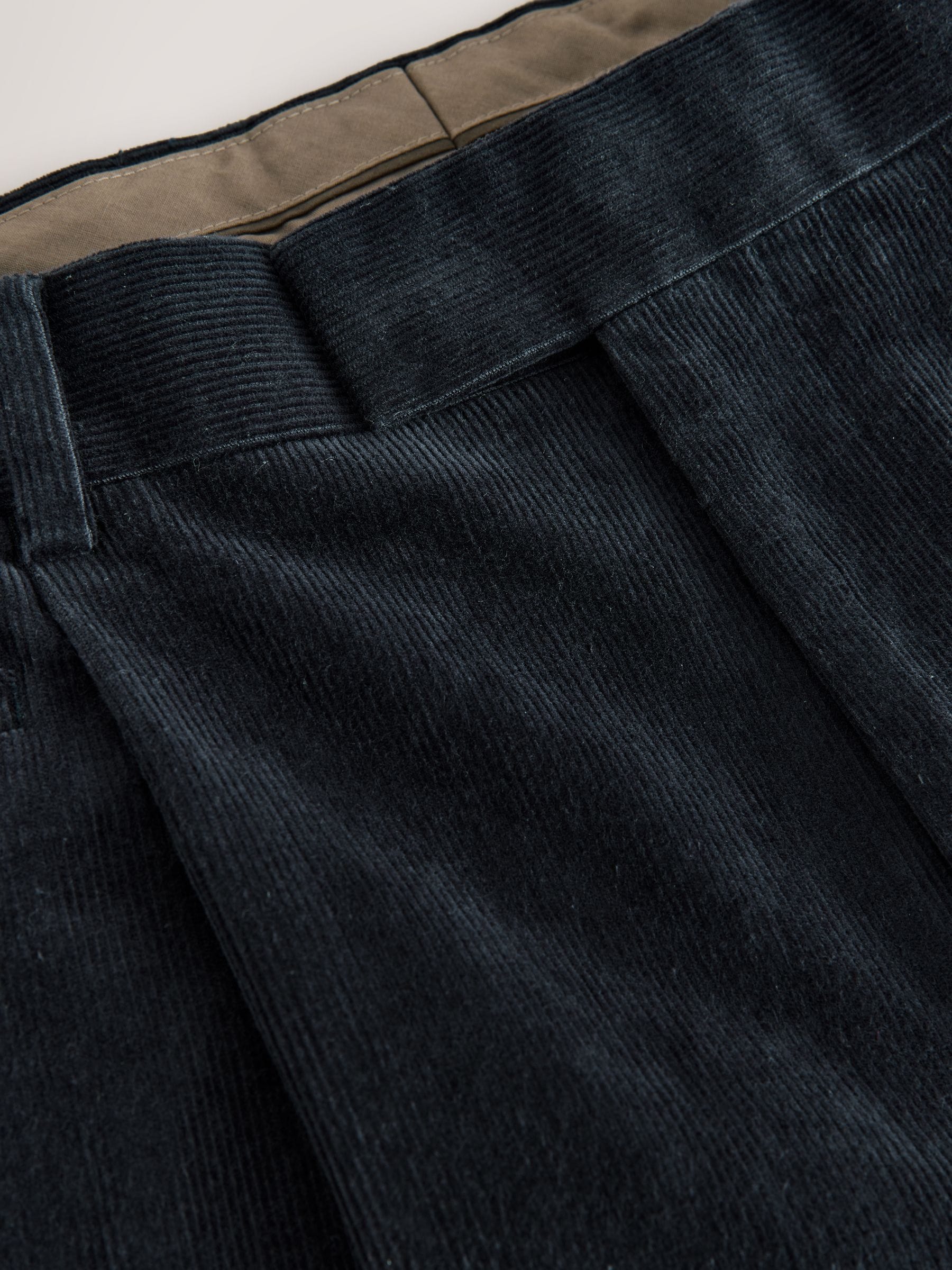 Donkerblauw - Straight Fit Smart Cotton Rich Cord Trousers