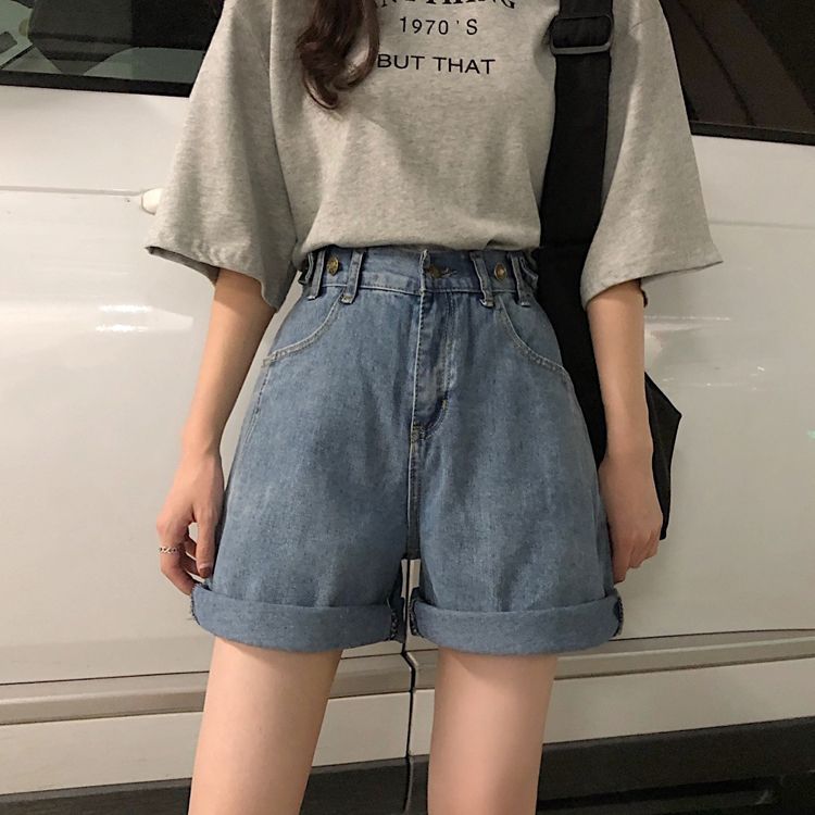 Happy Bird - Denim shorts met hoge taille