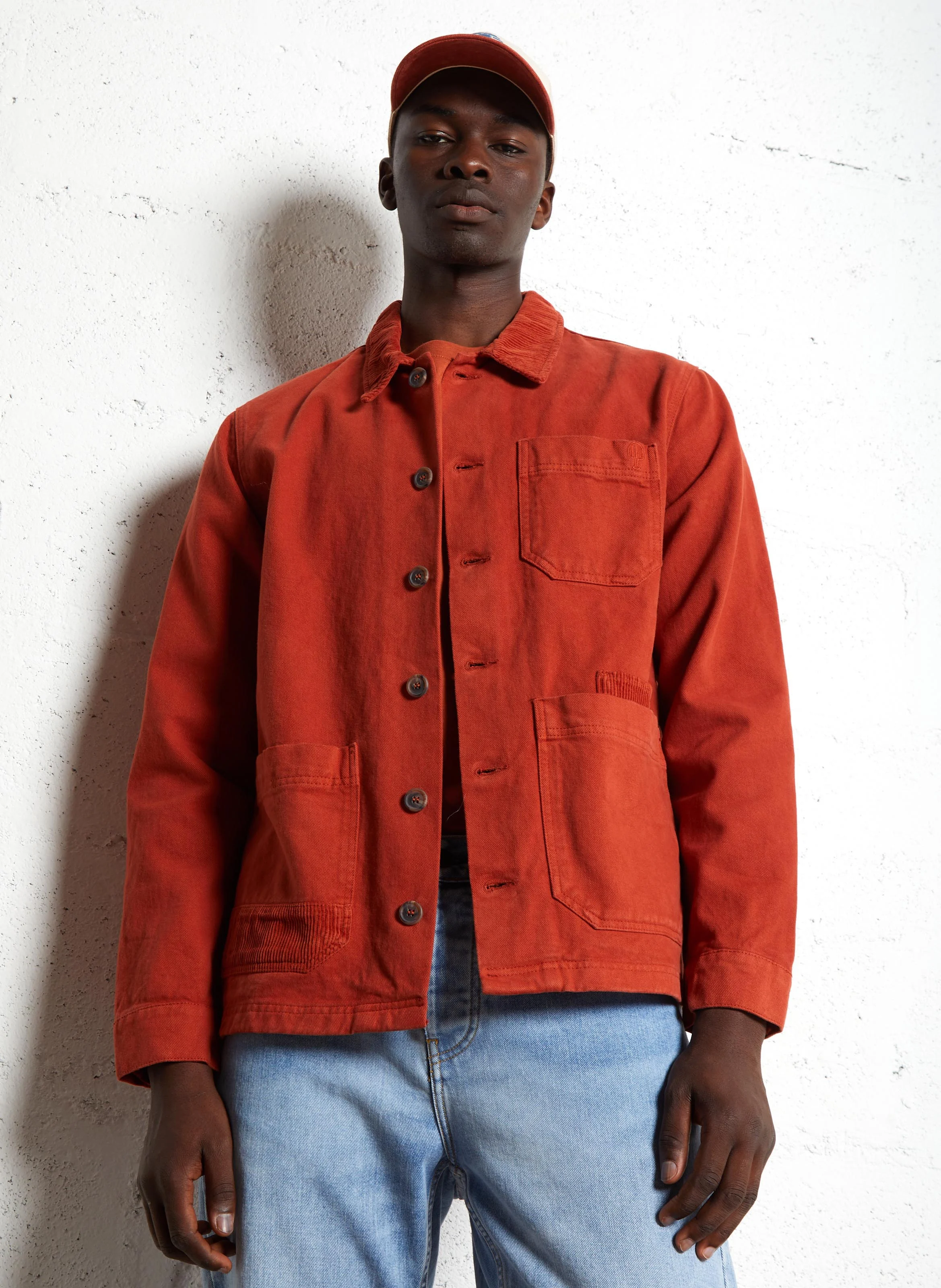 GAVRE - Veste col classique en coton | Rouge