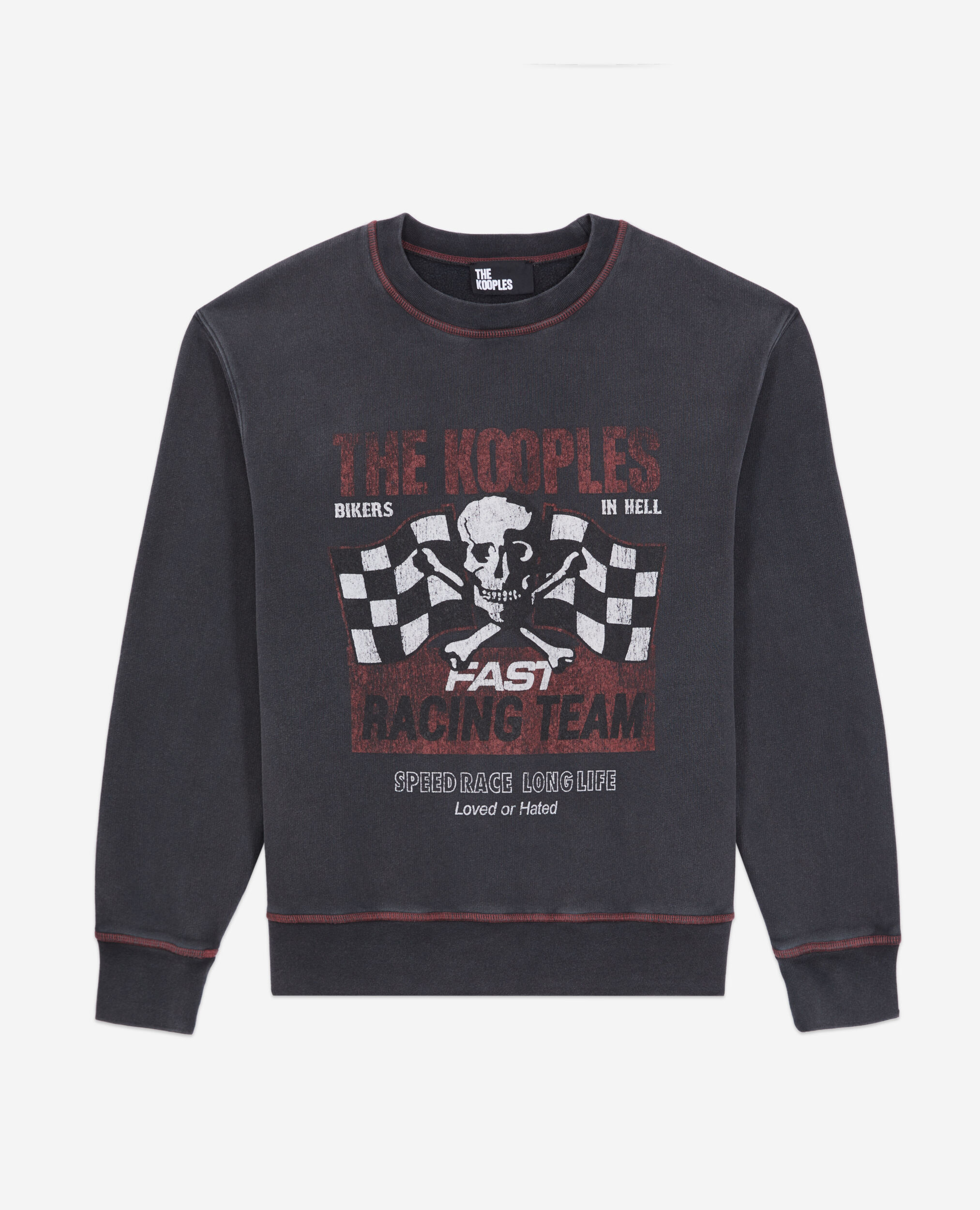Women's Black sweatshirt with Racing skull serigraphy