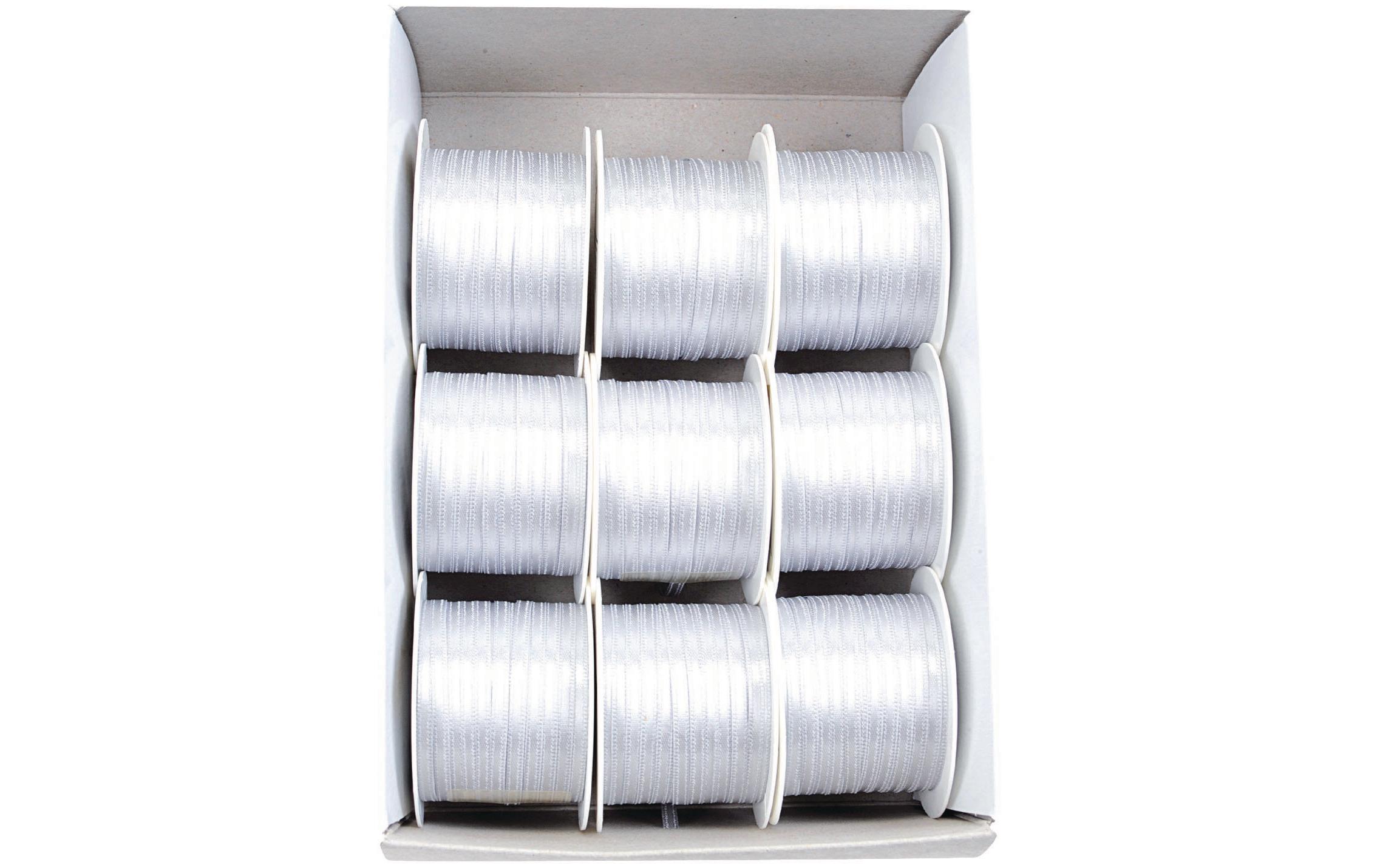 Satinband Doppelsatin-Band 3 mm x 10 m, WeissBand für Geschenke