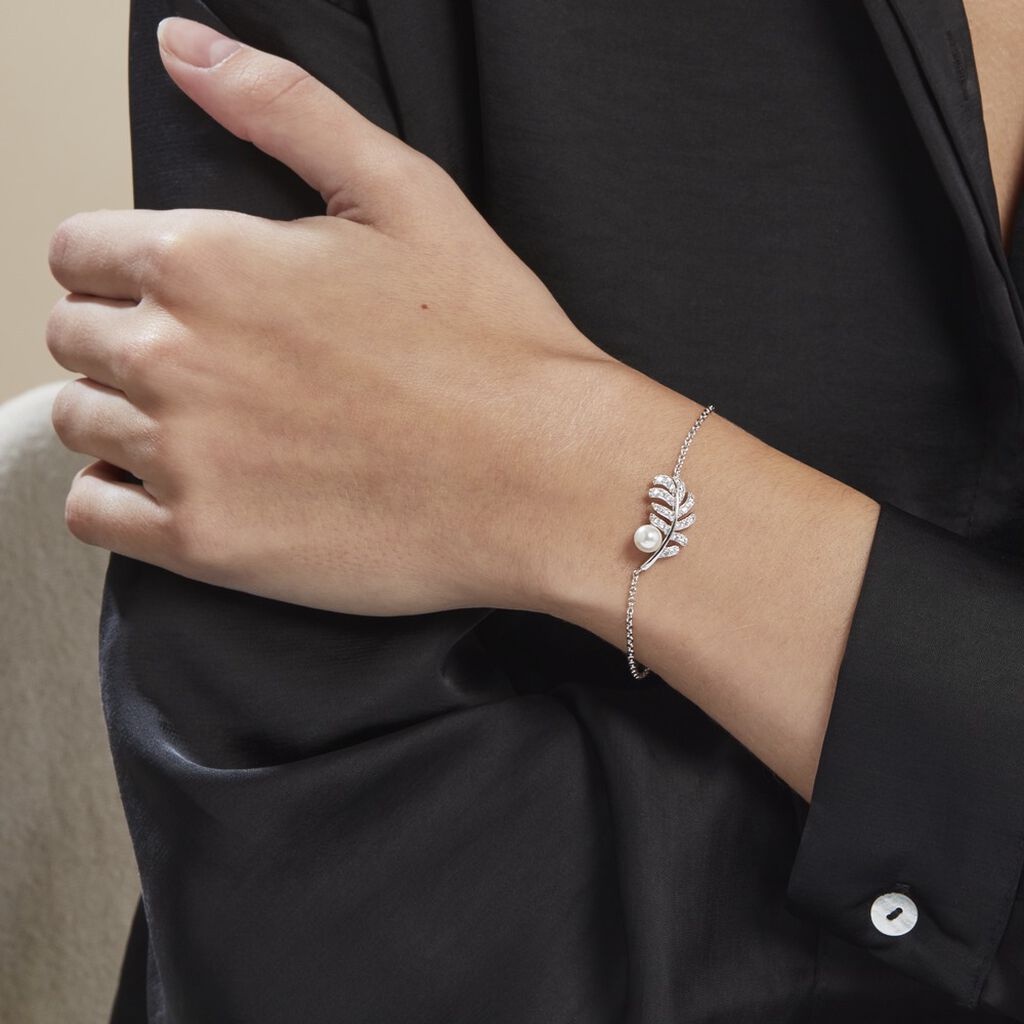 Bracelet Argent Blanc Edytha Perle De Culture Oxydes De Zirconium
