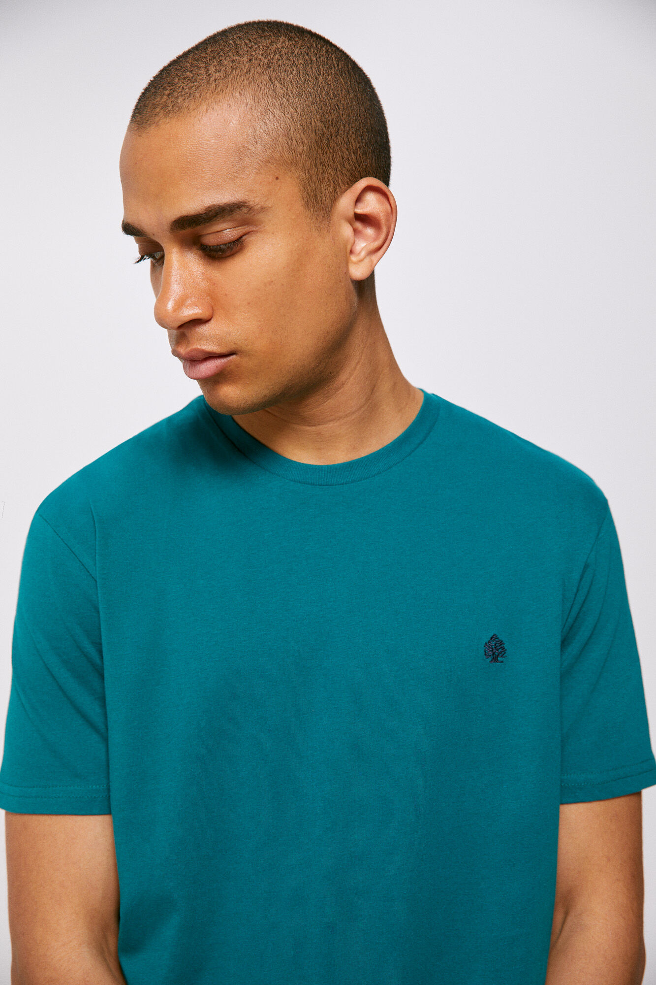 Camiseta básica com estampa de árvore - turquesa