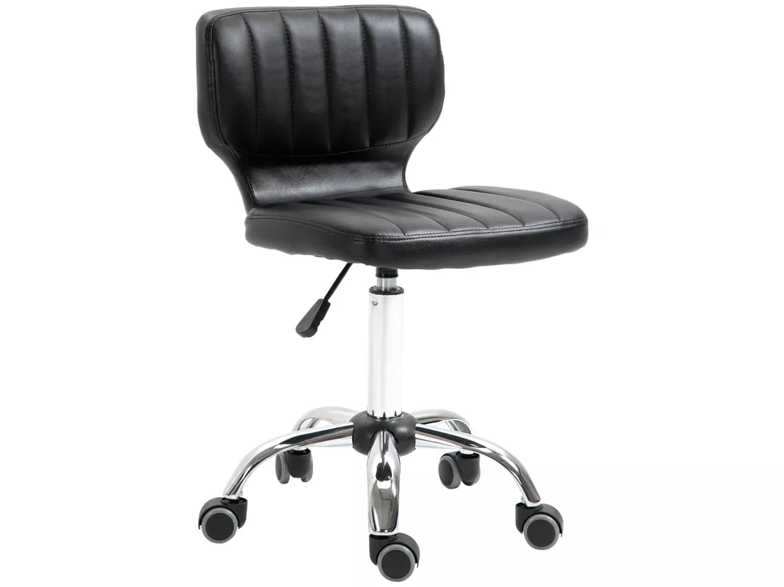 Tabouret de massage - tabouret de travail pivotant 360° - hauteur assise réglable 47-62 cm - revêtement synthétique matelassé noir métal chromé