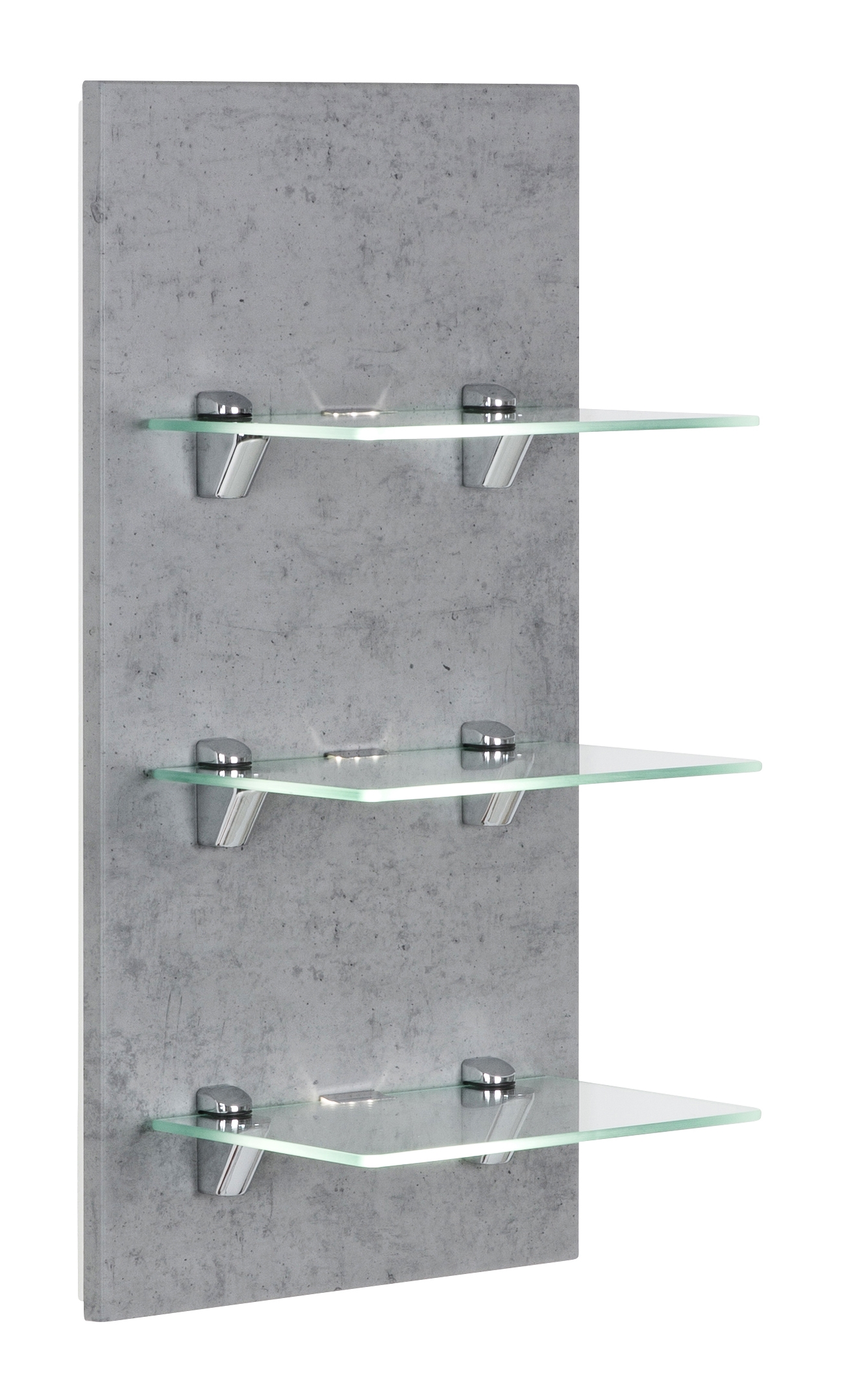 Saniclear Viva open kast met glazen planken en led verlichting 68cm betongrijs