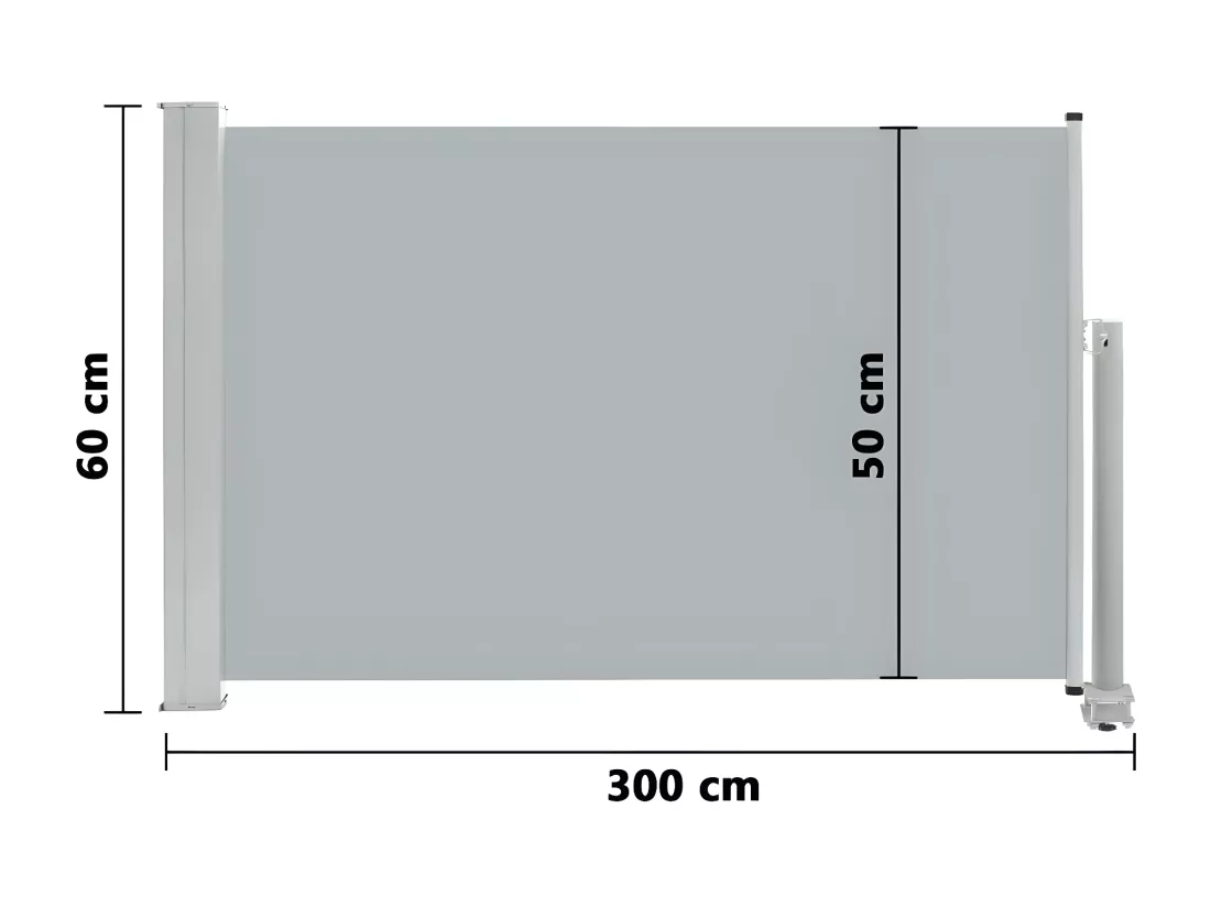 Auvent latéral rétractable de patio 60x300 cm Gris