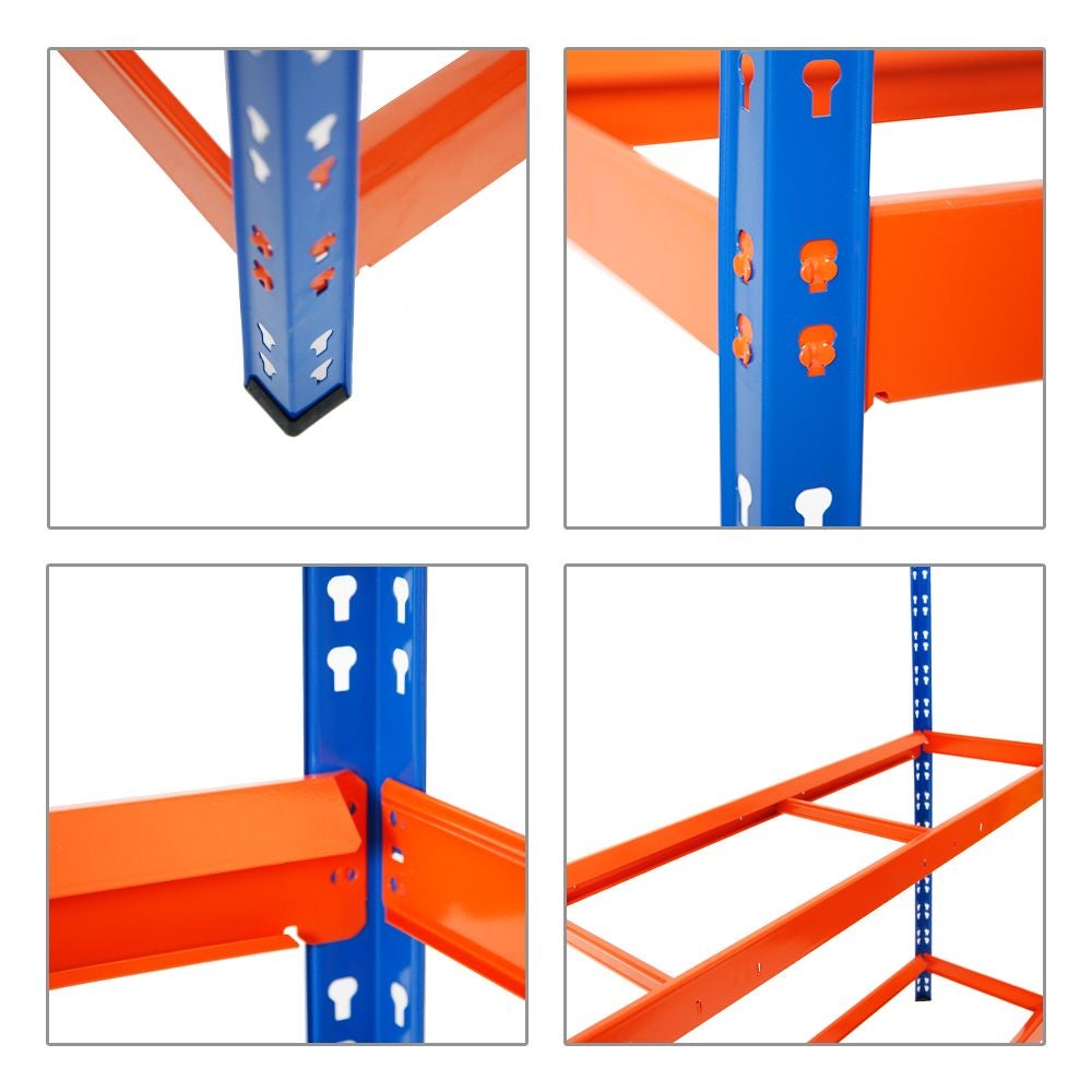 PROREGAL Tiger XL Bandenrek (H x B x D) 200 x 180 x 45 cm, tot 21 banden op 3 niveaus, Blauw/Oranje