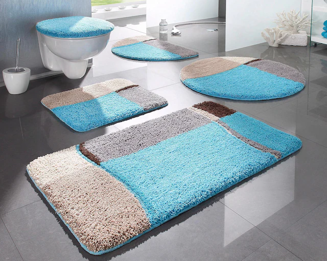my home Badematte »Belio, Badvorleger, Badezimmer Teppich« Höhe 20 mm rutschhemmend beschichtet fussbodenheizungsgeeignet | schnell trocknend | strapazierfähig Badematte, Badteppich, Badematten auch als 2 tlg. Set erhältlich, bunt