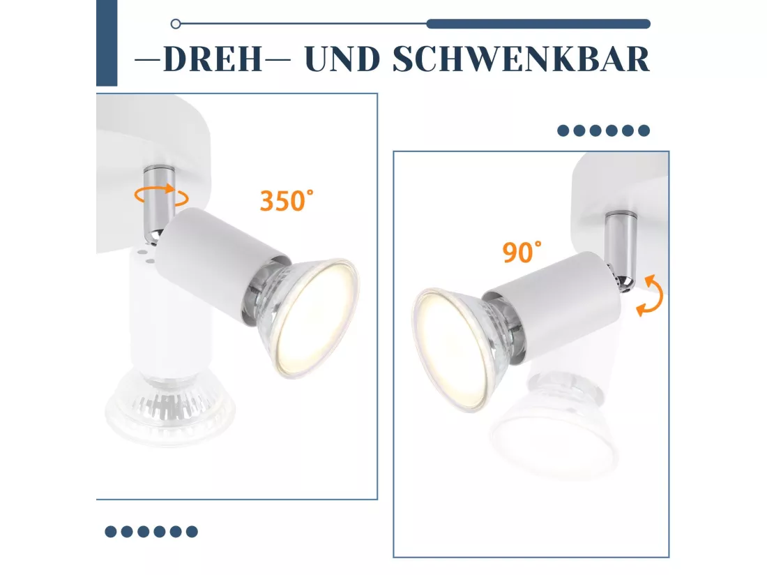 NETTLIFE Plafonnier LED GU10 -2 Spots de Plafond Ronde Moderne Spots de Plafond 350° pour Cuisines Couloir Chambre Salon - sans Ampoule Blanc
