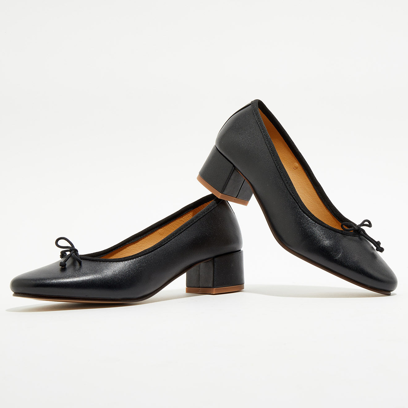 Quartier Latin Ballerines trotters en Cuir Diane noires - Talon 4 cm