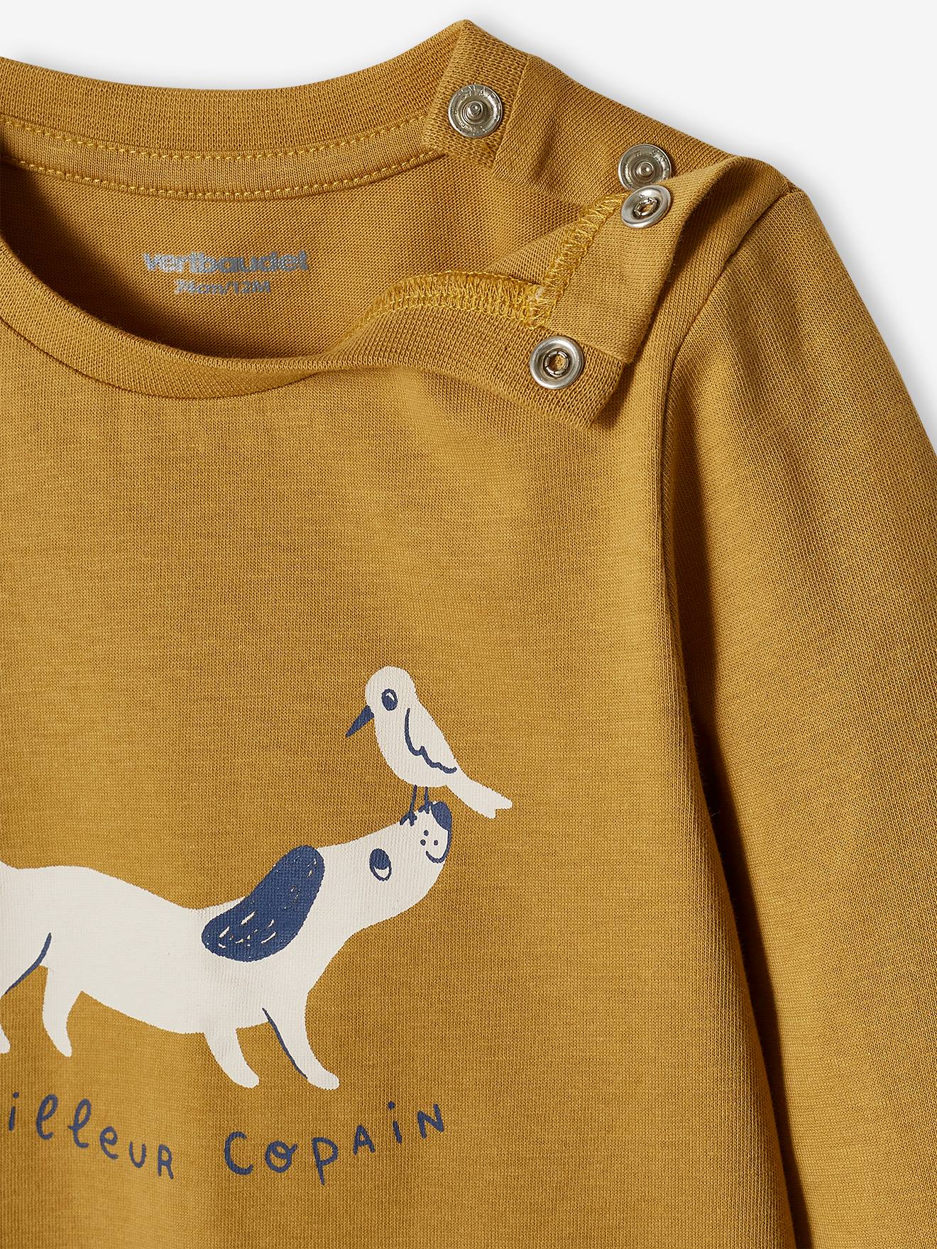 Conjunto de 2 camisetas básicas para bebê com estampa animal e listras, azul-acinzentado.