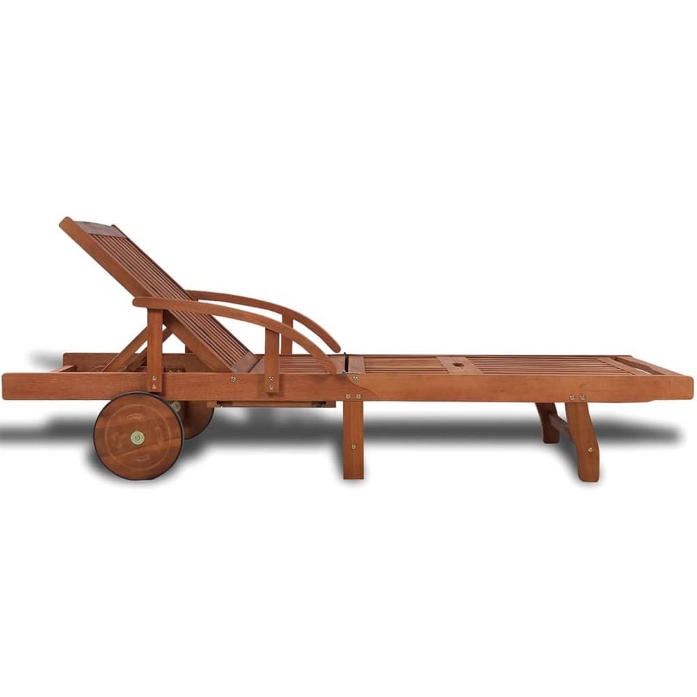 Transat chaise longue bain de soleil lit de jardin terrasse meuble d'extérieur bois d'acacia solide