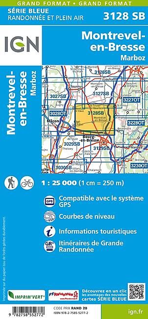 IGN - 3128 SB MONTREVEL EN BRESSE 1 25 000
